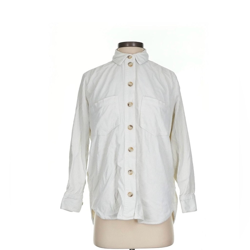 Madewell XS White Corduroy Shirt Jacket
